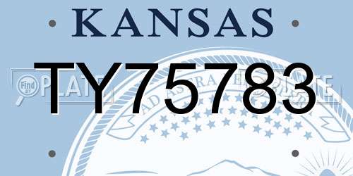 TY75783 Kansas License Plate