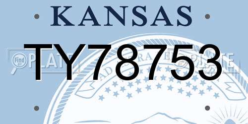 TY78753 Kansas License Plate