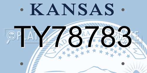 TY78783 Kansas License Plate