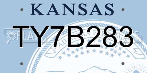 TY7B283 Kansas License Plate