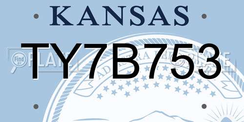 TY7B753 Kansas License Plate