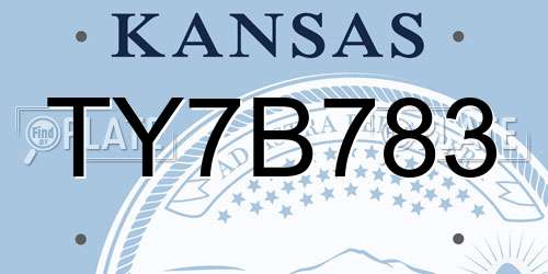 TY7B783 Kansas License Plate