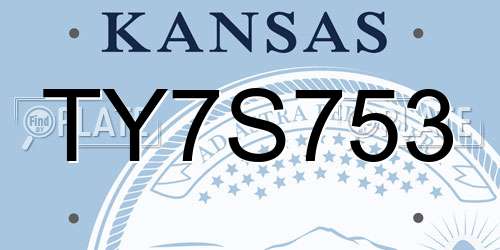 TY7S753 Kansas License Plate