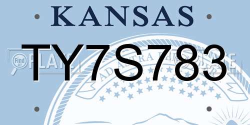 TY7S783 Kansas License Plate