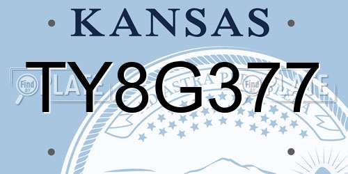 TY8G377 Kansas License Plate