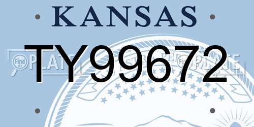 TY99672 Kansas License Plate