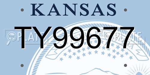 TY99677 Kansas License Plate