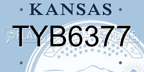 TYB6377 Kansas License Plate