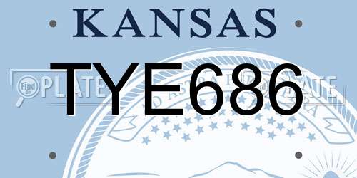 TYE686 Kansas License Plate