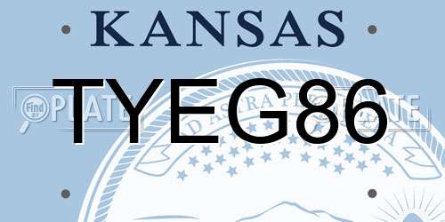 TYEG86 Kansas License Plate