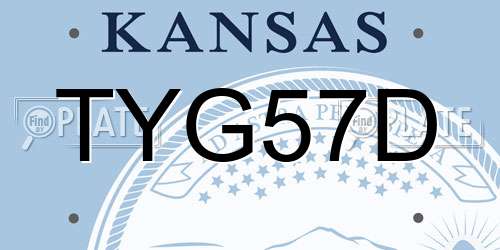 TYG57D Kansas License Plate