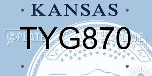 TYG870 Kansas License Plate