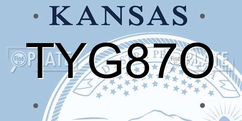 TYG87O Kansas License Plate