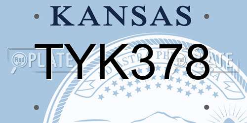 TYK378 Kansas License Plate
