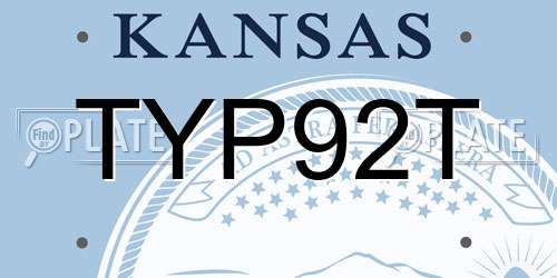 TYP92T Kansas License Plate