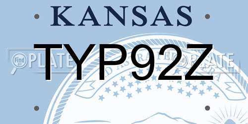 TYP92Z Kansas License Plate