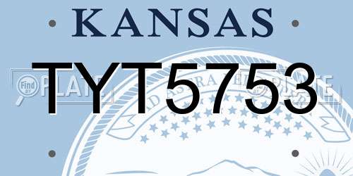 TYT5753 Kansas License Plate