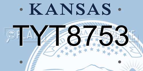 TYT8753 Kansas License Plate