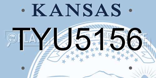 TYU5156 Kansas License Plate