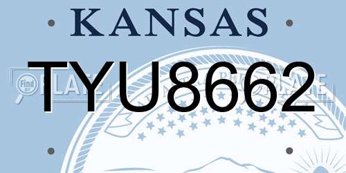 TYU8662 Kansas License Plate