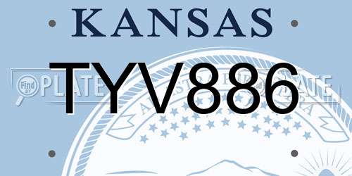TYV886 Kansas License Plate