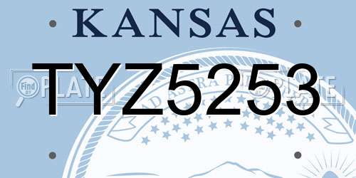 TYZ5253 Kansas License Plate