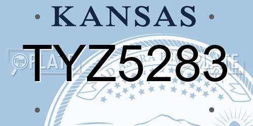 TYZ5283 Kansas License Plate
