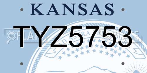 TYZ5753 Kansas License Plate
