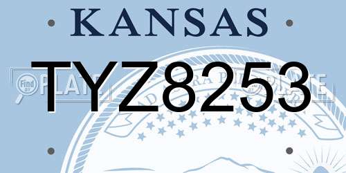 TYZ8253 Kansas License Plate