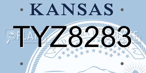 TYZ8283 Kansas License Plate