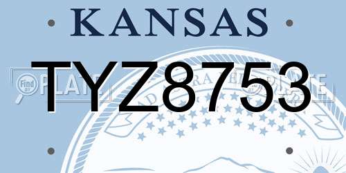 TYZ8753 Kansas License Plate