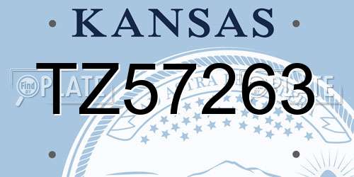TZ57263 Kansas License Plate