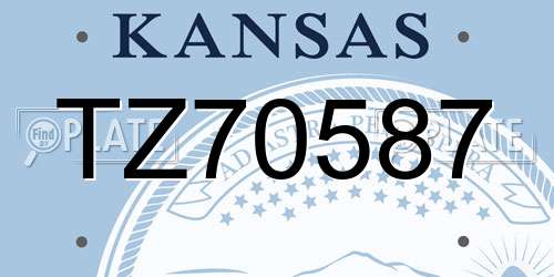 TZ70587 Kansas License Plate