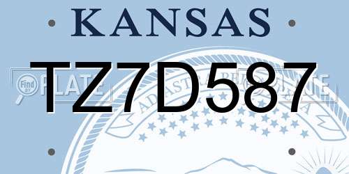 TZ7D587 Kansas License Plate
