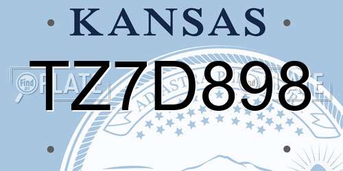 TZ7D898 Kansas License Plate