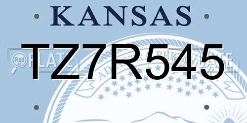 TZ7R545 Kansas License Plate