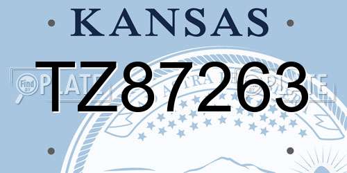 TZ87263 Kansas License Plate