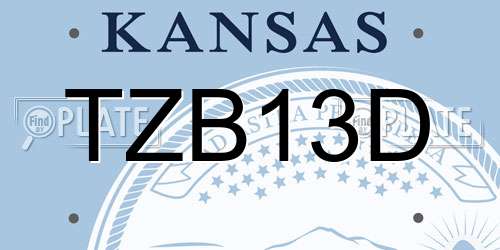 TZB13D Kansas License Plate