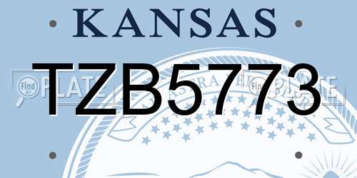 TZB5773 Kansas License Plate