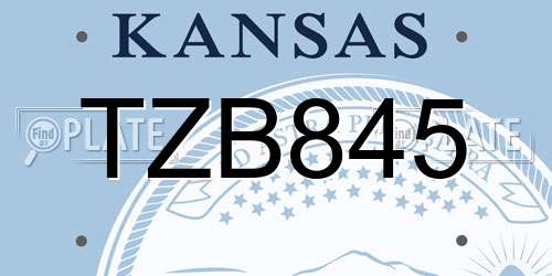TZB845 Kansas License Plate