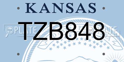 TZB848 Kansas License Plate