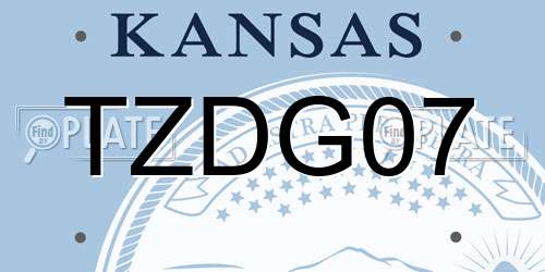 TZDG07 Kansas License Plate