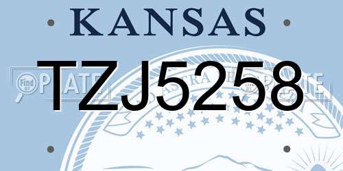 TZJ5258 Kansas License Plate