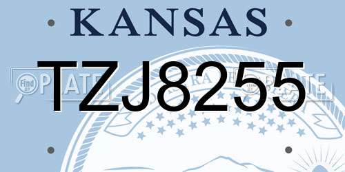 TZJ8255 Kansas License Plate