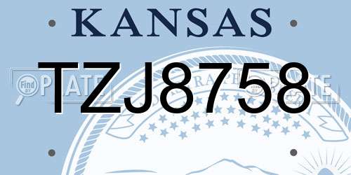 TZJ8758 Kansas License Plate