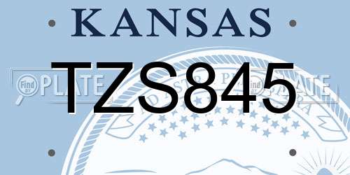 TZS845 Kansas License Plate