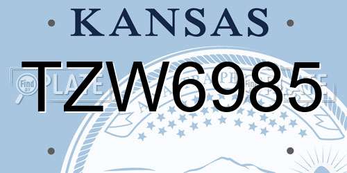 TZW6985 Kansas License Plate
