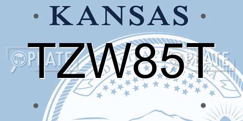 TZW85T Kansas License Plate