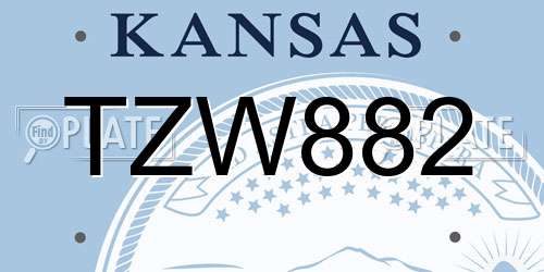 TZW882 Kansas License Plate
