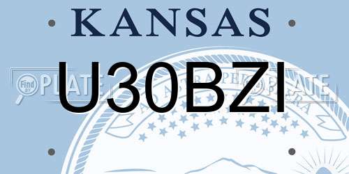 U30BZI Kansas License Plate